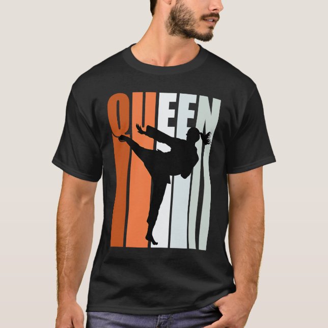Karate Drottning Orange Grå Vit Bälte Övning Dotte T Shirt (Framsida)