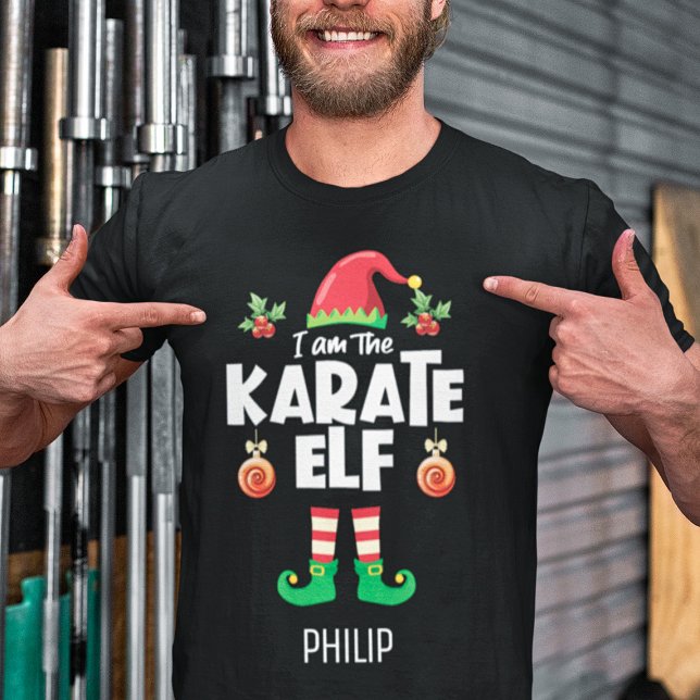 Karate elf-familjens matchande julmas namn t shirt (Skapare uppladdad)