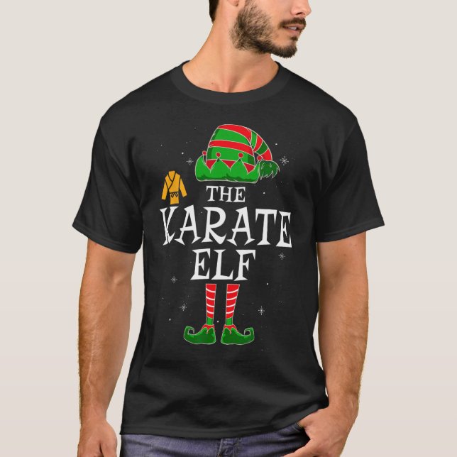 Karate Elf Group Matching Family Christmas Kids Me T Shirt (Framsida)