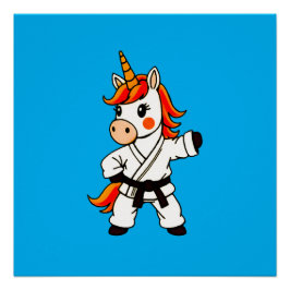 Karate  et unicorn .Fantastique art martial  Perfect Poster