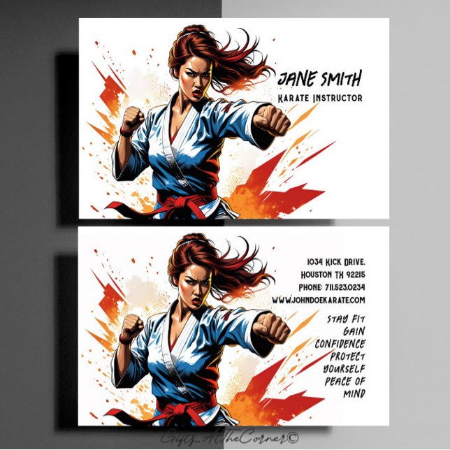 Karate Female Instruktör Visitkort (Skapare uppladdad)