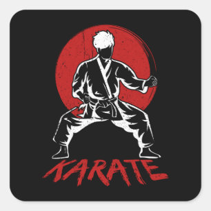 Karate Fighter Karate Pose Karate Kick Fyrkantigt Klistermärke