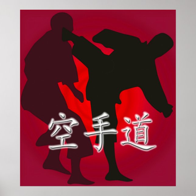 Karate Fighters på Röda bakgrunden Poster (Framsidan)