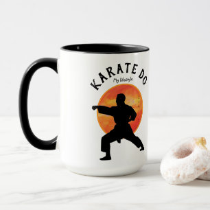 Karate Figur Personlig Modern Trendig Black Mugg