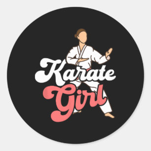 Karate Flicka Fighter Självförsvar Karateka Runt Klistermärke