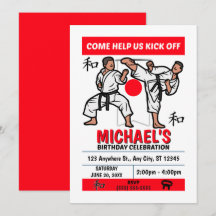 Karate Födelsedagsfest Inbjudan (Pojkar)