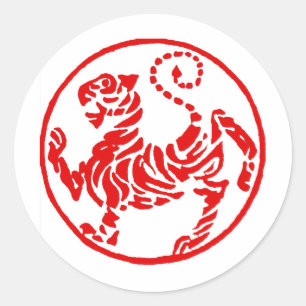 Karate för japan för tiger för Shotokan röd Runt Klistermärke