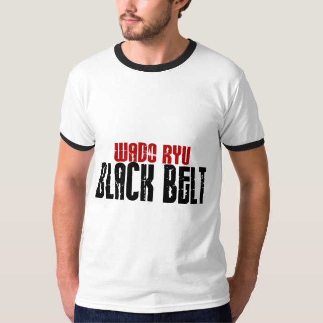 Karate för Wado Ryu svartbälte T Shirt (Framsida)