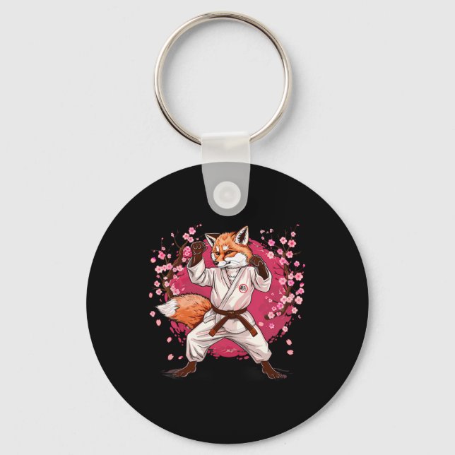 Karate Fox Motif Taekwondo Jiu-jitsu Mma Kickboxin Nyckelring (Framsida)