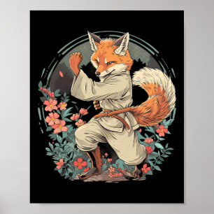Karate Fox Motiv Taekwondo Jiu-jitsu Mma Kickboxin Poster