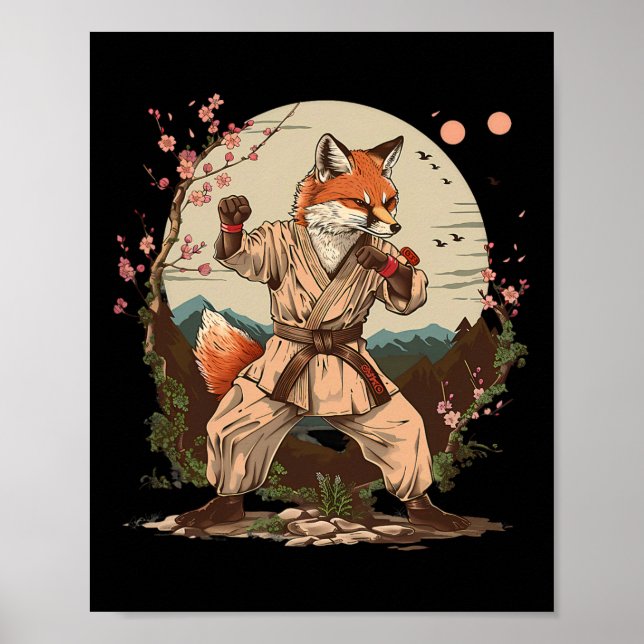 Karate Fox-motiv Taekwondo Jiu-jitsu Mma Kickboxin Poster (Framsidan)
