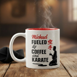 Karate - fueled by coffee and karate. Två-Tonad mugg