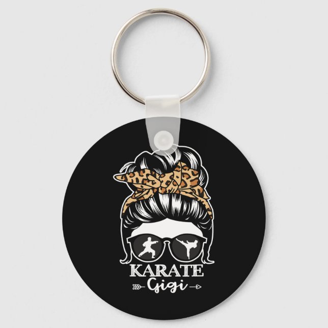 Karate Gigi Messy Bun Hair Funny Karate Fighter Gi Nyckelring (Framsida)