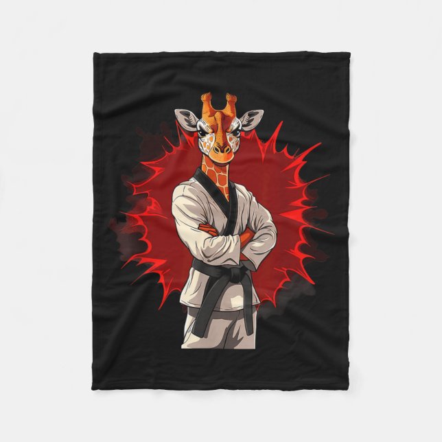Karate Giraffe Djur Mma Taekwondo Kampkonst Fleecefilt (Framsidan)