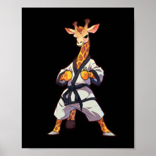 Karate Giraffe Taekwondo Kampsport Fightare Poster