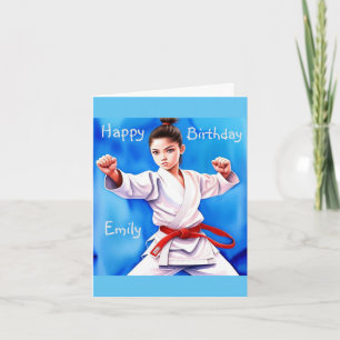 Karate Girl Birthday Kort