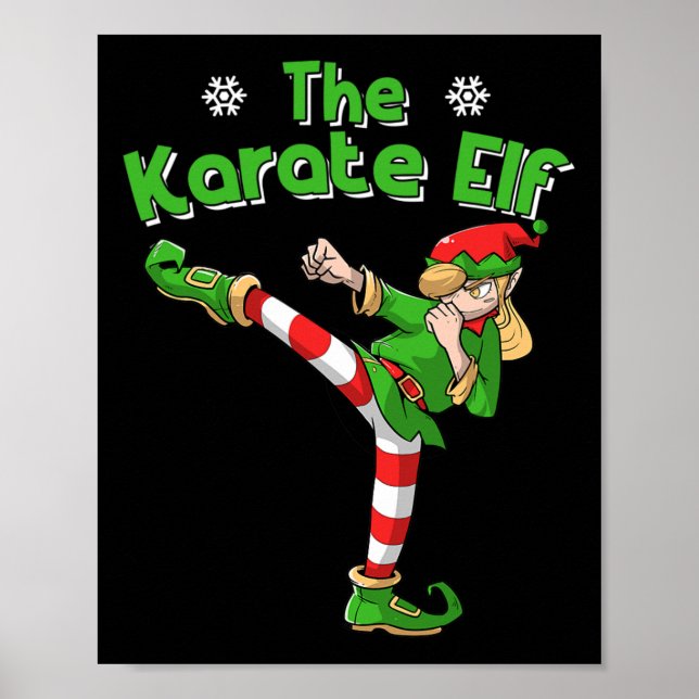 Karate Girl Elf Martial Arts Christmas  Poster (Framsidan)