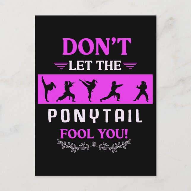 Karate Girl Funny Black Bälte Taekwondo Fighting Vykort (Framsida)