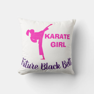 Karate Girl Future Black Belt Motivational Decor Kudde