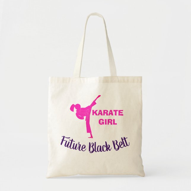 Karate Girl Future Black Belt Tote Bag Tygkasse (Framsidan)