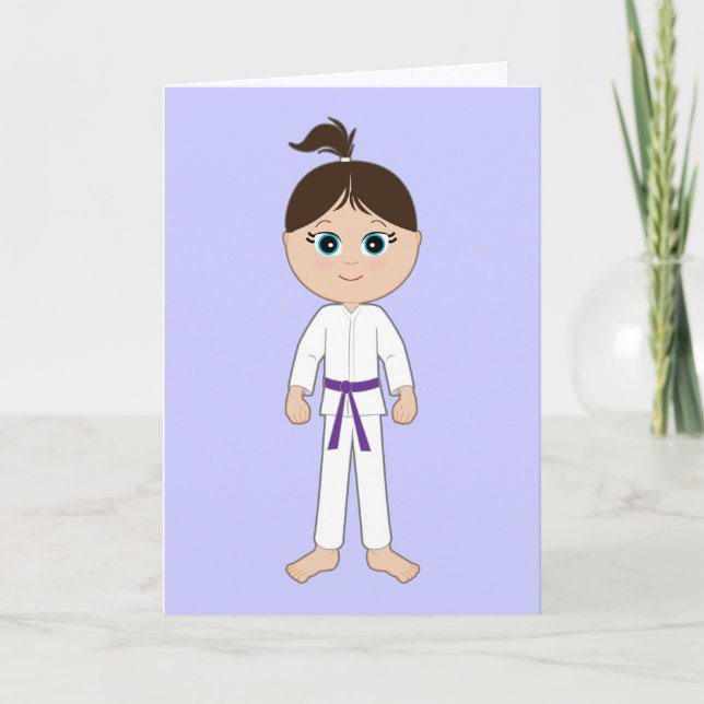 Karate Girl Grattis Lila Bälte Kort (Framsida)
