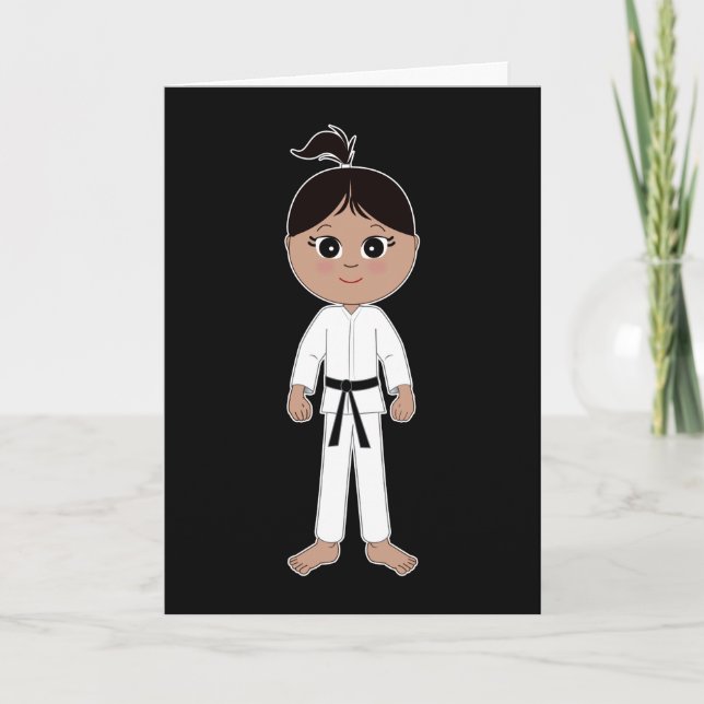 Karate Girl Grattiss Black Bälte Kort (Framsida)