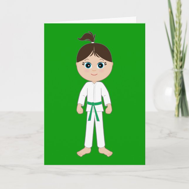 Karate Girl Grattiss Grönt Bälte Kort (Framsida)
