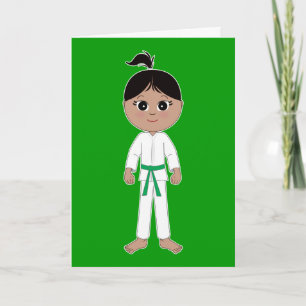 Karate Girl Grattiss Grönt Bälte Kort