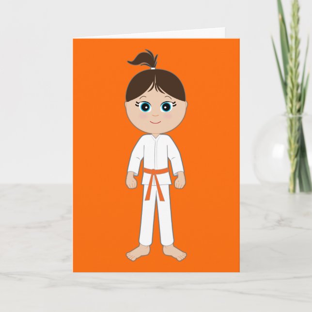 Karate Girl Grattiss Orange Bälte Kort (Framsida)