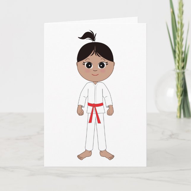 Karate Girl Grattiss Red Bälte Kort (Framsida)