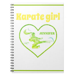 Karate Girl Grönt Gult Modern Girly Martial Art Anteckningsbok