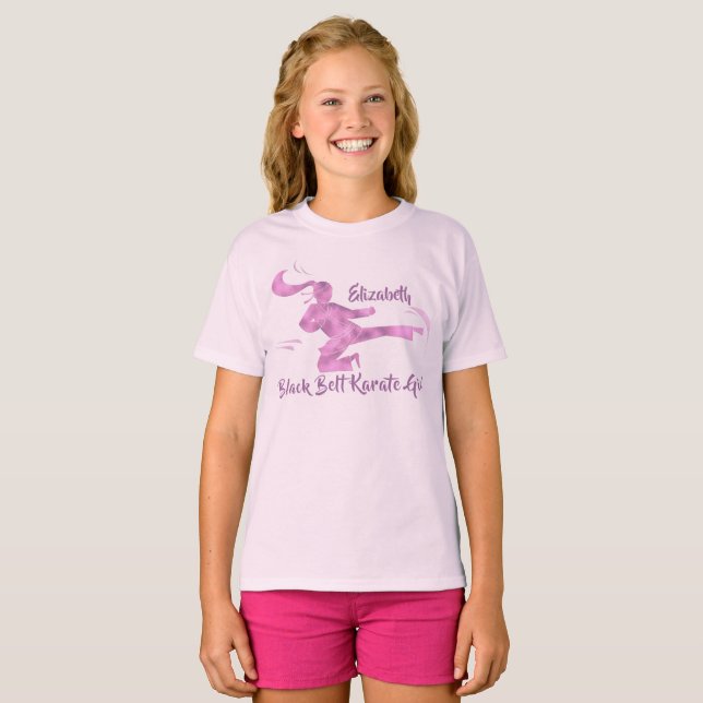 Karate Girl Martial Arts Lila Rosa Cute Unique T Shirt (Hel framsida)