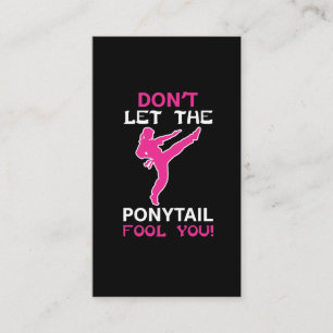 Karate Girl Ponytail Martial Arts Woman Visitkort