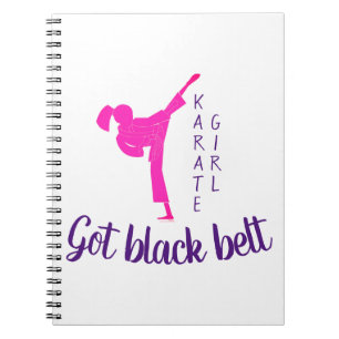 Karate Girl Rosa Black Bälte Modern Trendig Söt Anteckningsbok