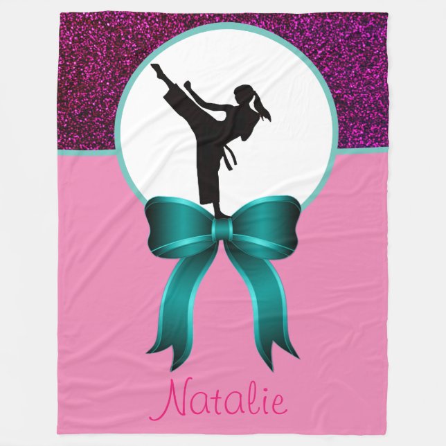 Karate Girls Glitter och Bow Fleece Blanket (Framsidan)