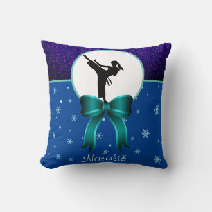 Karate Girls Glitter och Bow Snowflake Kudde
