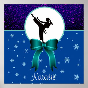 Karate Girls Glitter och Bow Snowflake Poster