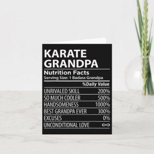 Karate Grandpa Nutrition Facts Funny Karate Grandp Kort