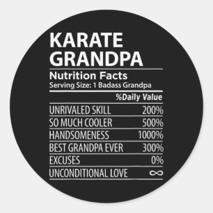 Karate Grandpa Nutrition Facts Funny Karate Grandp Runt Klistermärke