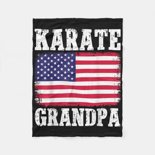 Karate Grandpa Patriotic USA flagga Martial Arts 4 Fleecefilt (Framsidan)
