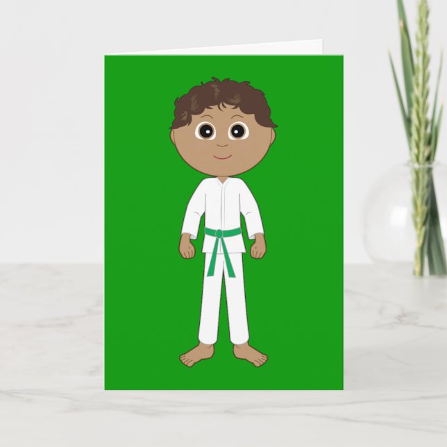 Karate Grattis Grönt Bälte Kort (Framsida)