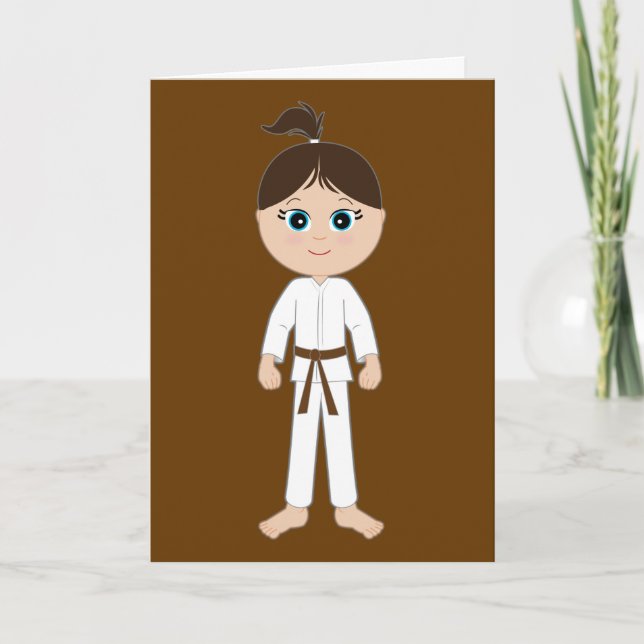 Karate Grattiss Brown Bälte Girl Kort (Framsida)
