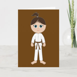 Karate Grattiss Brown Bälte Girl Kort