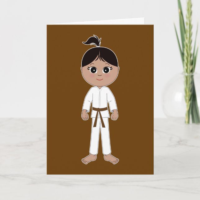 Karate Grattiss Brown Bälte Girl Kort (Framsida)