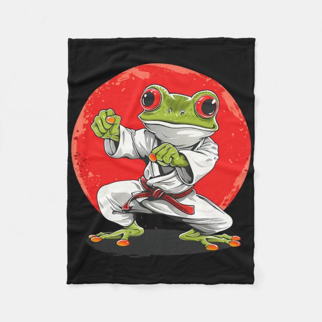 Karate Groda Kampsport Judo Padda Kung Fu Groda Ki Fleecefilt (Framsidan)