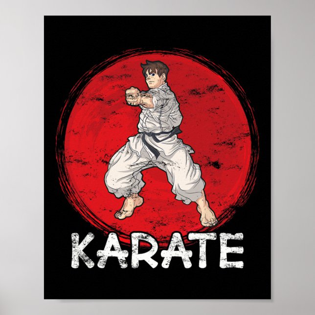 Karate Grunge design a man in Anime Stil do Pun Poster (Framsidan)