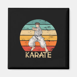 Karate Grunge Design Karate Fighter Makes Slår in Magnet