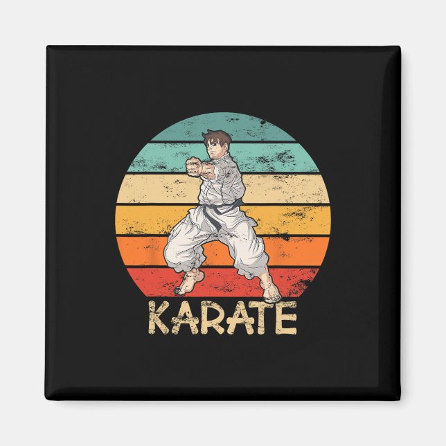 Karate Grunge Design Karate Fighter Makes Slår in Magnet (Framsidan)