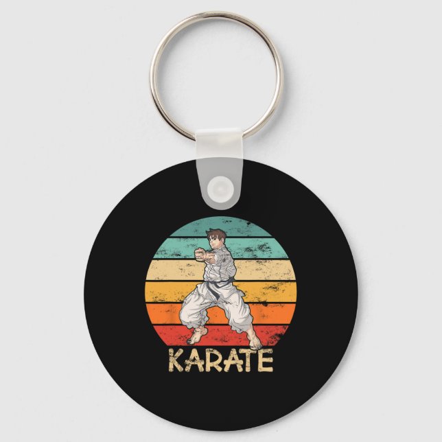 Karate Grunge Design Karate Fighter Makes Slår in Nyckelring (Framsida)
