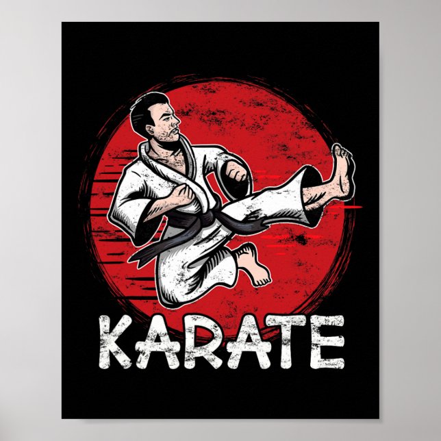 Karate Grunge Design Man som gör jump-knapp för Ka Poster (Framsidan)
